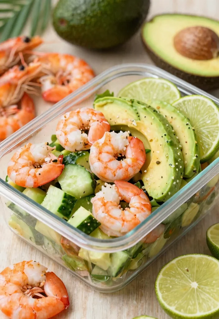 15 Easy Keto Lunches for Work You Can Pack and Go - 6. Shrimp and Avocado Salad 1