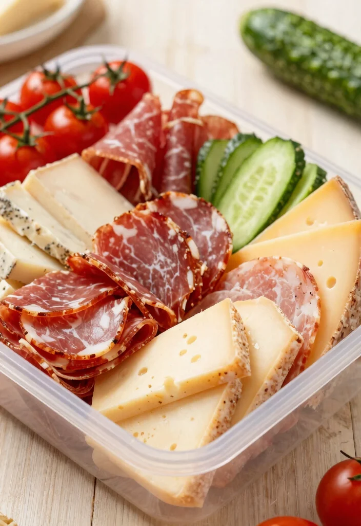 15 Easy Keto Lunches for Work You Can Pack and Go - 7. Meat and Cheese Snack Box 1