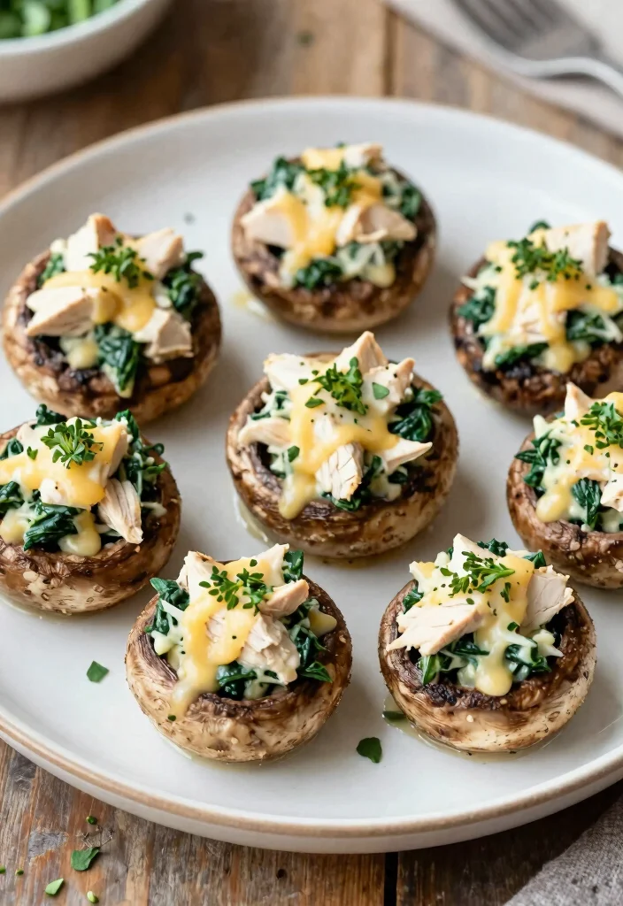 15 Genius Keto Rotisserie Chicken Recipes to Use Every Last Bite - 15. Chicken and Spinach Stuffed Portobello Mushrooms 1