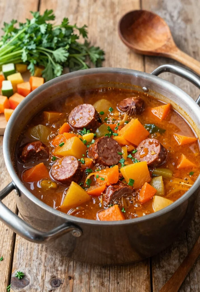 15 Hearty Keto Soups and Stews to Keep You Warm All Winter - 6. Hearty Vegetable and Sausage Stew 1
