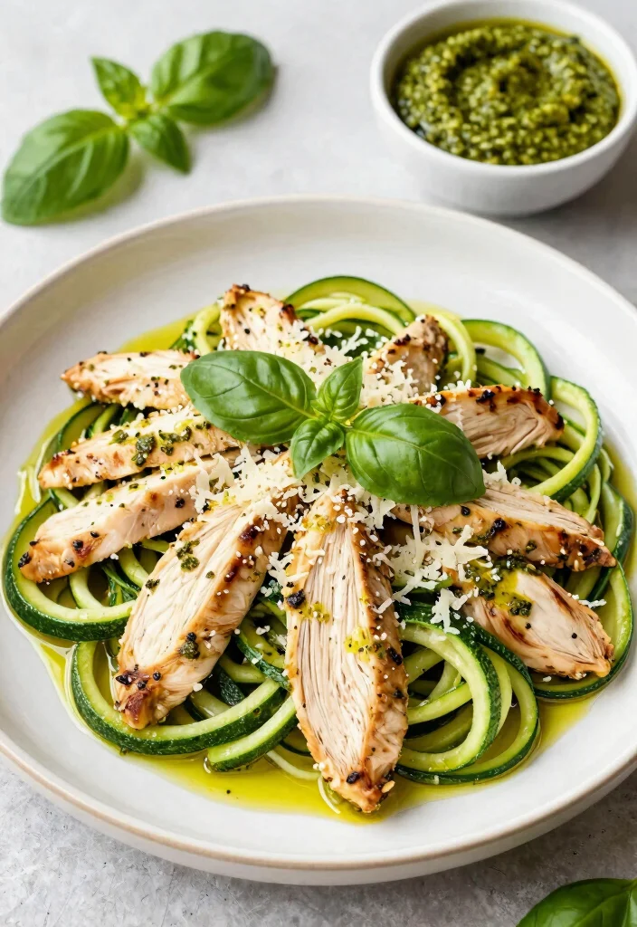 15 Juicy Keto Chicken Breast Recipes Perfect for Busy Weeknights - 6. Pesto Chicken Zucchini Noodles 1
