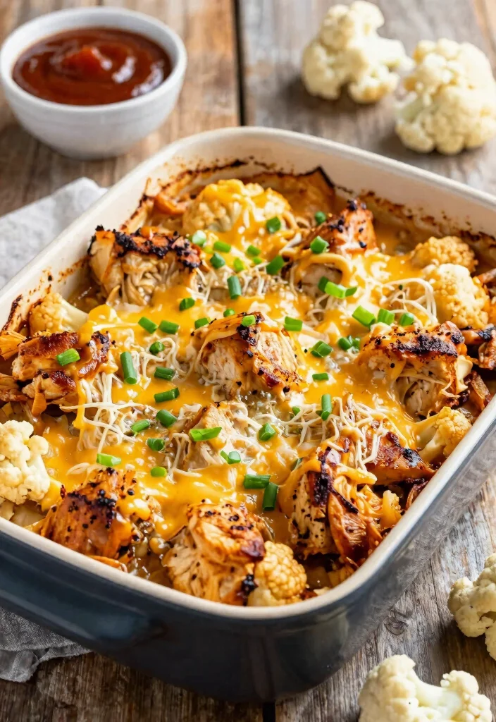15 Juicy Keto Chicken Breast Recipes Perfect for Busy Weeknights - 7. BBQ Chicken Cauliflower Bake 1