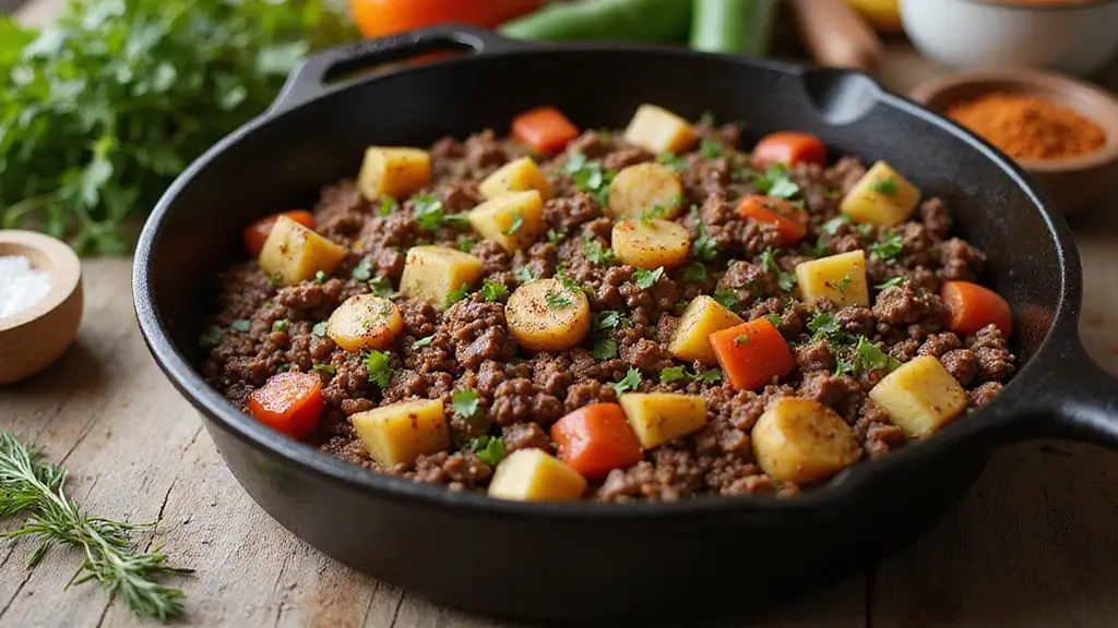 Hearty Ground Beef and Potato Recipes: Skillet Hashes