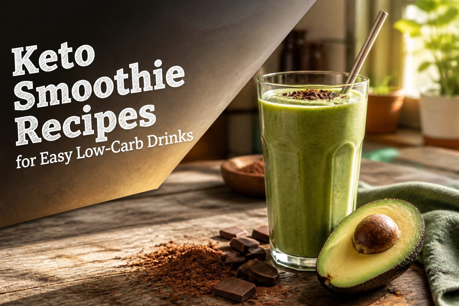 A variety of keto smoothies in glasses on a table.
